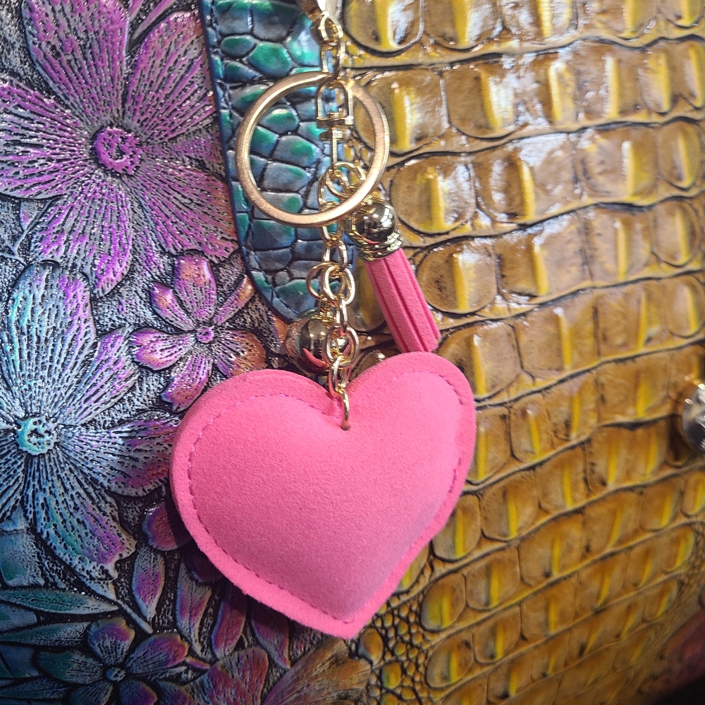 Pink, Red, or Black Heart Crystal Purse Charm Keychain Rhinestones Bling ✨️❤️🩷 - Picture 4 of 13